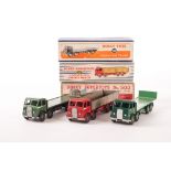 Dinky Toys Fodens, 502 Foden Flat Truck, 1st type dark green cab, silver flash, black chassis, 503