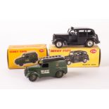 A Dinky Toys 254 Austin Taxi, black body, spun hubs, grey chassis, 261 Telephone Service Van, in