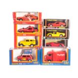 Tomica Dandy, 008 Toyota RX7, 029 Nissan Cedric Taxi, F14 Citroën H Van, F26 Mini, 013 Land Cruiser,