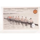 Tobacco silk, ATC, Princeton University, Rowing Team, rowing 8 in boat on water, approx 160mm x