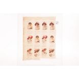 Tobacco silks, ATC, State Girl & Flower, ref S60, part cut proof sheet showing 12 silks, (fair)