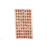 Tobacco silk, ITC Canada, Ruler with Flag, uncut proof sheet containing 70 silks from the series (