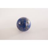 A large lapis lazuli sphere, approx 8cm diameter, approx 893g