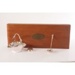 A modern silver Bowls box, together with a RSPB silver spoon collection, plus a silver plated