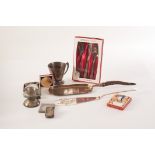 A collection of silver and silver plated items, including a three piece community plate child's set,