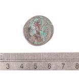 A Roman copper coin, from the reign of Claudius 41 to 54 AD, head of Claudius facing left, reverse