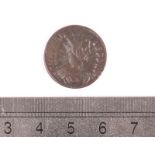 A Barbarous Radiates copper coin, possibly 3rd century, with head facing right possibly