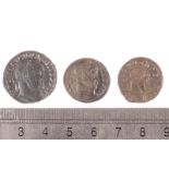 Three 4th century Roman copper coins, with a Crispus Caesar, Constantine I & a Lucinius example, all