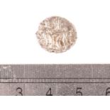A small Celtic Iceni two crescents silver coin, believed to be 10 to 61 AD, with galloping horse