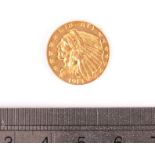 A US Two & a Half Dollar gold coin, dated 1913, VF, approx 4g