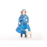 A French small Fashionable doll, circa 1880, with poured bisque shoulder head, hand cut slender dark