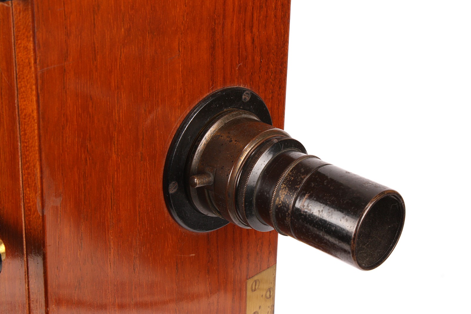 An Ensign Cinematograph Tropical 35mm Hand-Crank Camera, serial no. 343, c1914, polished brass bound - Image 2 of 5