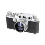 A Leica IIIf Black Dial Rangefinder Camera, 1950, upgraded from Ic, chrome, serial no. 458808,