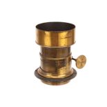 A J S No.3 Brass Lens, with rack and pinion focusing, serial no. 1010, body, F, elements, F-G,