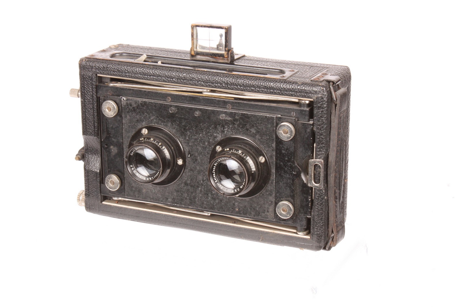 A Klopcic Stereo Camera, 6x13cm, with Carl Zeiss Jena Tessar f/6.3 120mm lenses, serial nos.