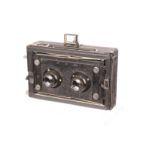 A Klopcic Stereo Camera, 6x13cm, with Carl Zeiss Jena Tessar f/6.3 120mm lenses, serial nos.