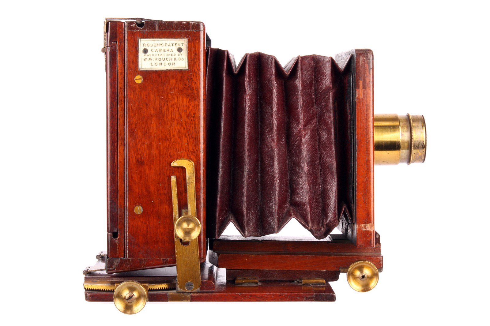 A W. W. Rouch & Co. Patent Portable Mahogany Camera, with tilt and swing rear, 3½x4½, with Ross - Image 3 of 4