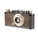 A Leica II Rangefinder Camera, 1928, upgraded from Ia, black, serial no. 6645, with Leitz Elmar f/