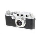 A Leica IIIf Black Dial Rangefinder Camera, 1951, chrome, serial no. 568808, with Leitz Elmar f/3.