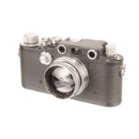 A Leica IIIc Rangefinder Camera, 1942, grey, serial no. 387804, with Leitz Summitar f/2 50mm lens,