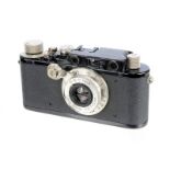 A Leica III Rangefinder Camera, 1935, black, serial no. 149276, with Leitz Elmar f/3.5 50mm lens,