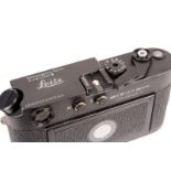 A Leica M4-P Rangefinder Body, black, serial no. 1563457, body, G-VG, shutter working; engraving