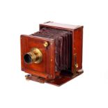 A W. W. Rouch & Co. Patent Portable Mahogany Camera, with tilt and swing rear, 3½x4½, with Ross