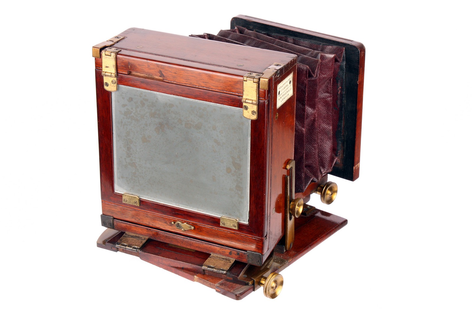 A W. W. Rouch & Co. Patent Portable Mahogany Camera, with tilt and swing rear, 3½x4½, with Ross - Image 4 of 4