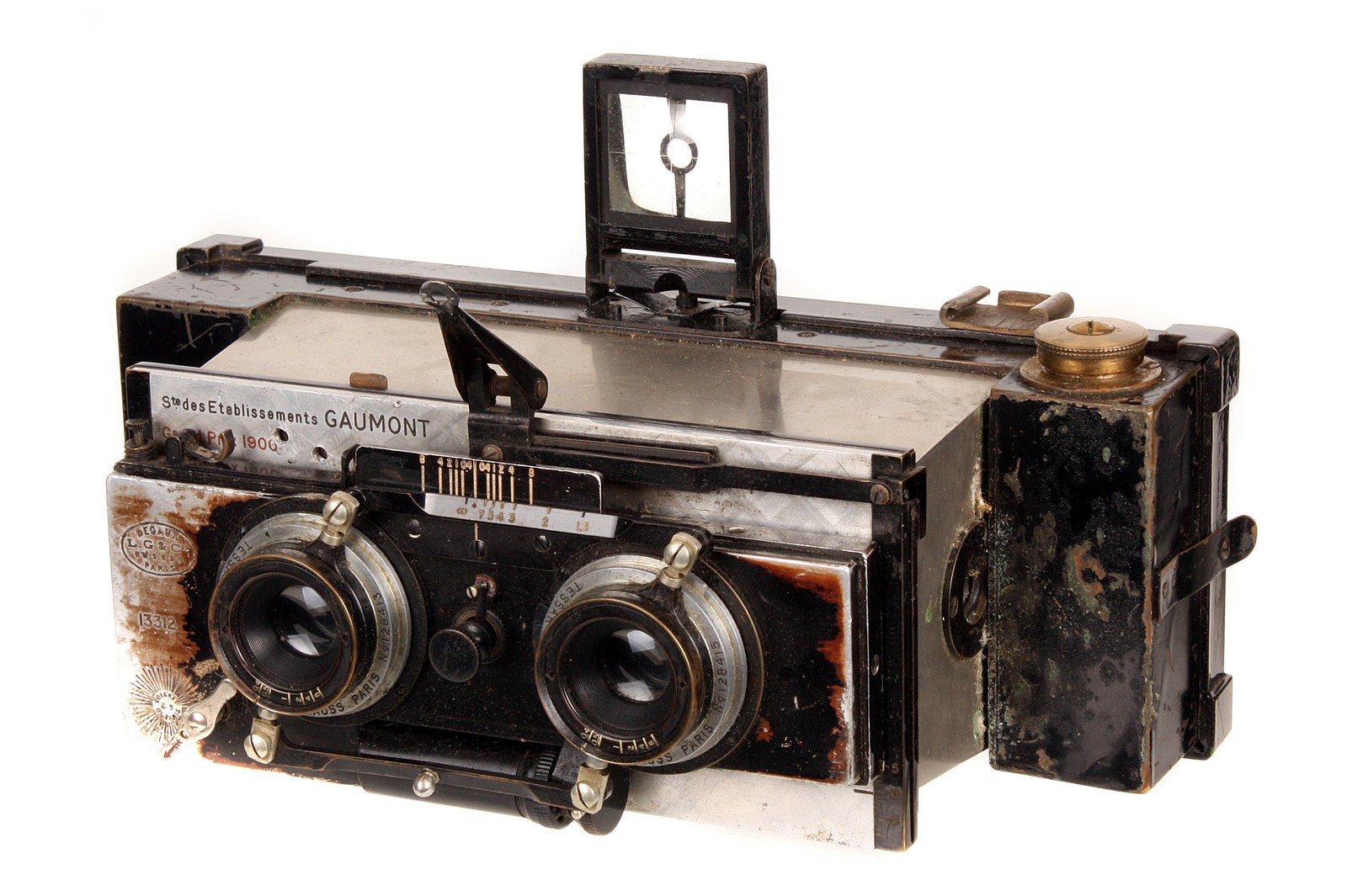 A Gaumont Spido Model A Stereo Camera, 6x13cm, serial no. 13312, with Krauss Tessar f/6.3 84mm