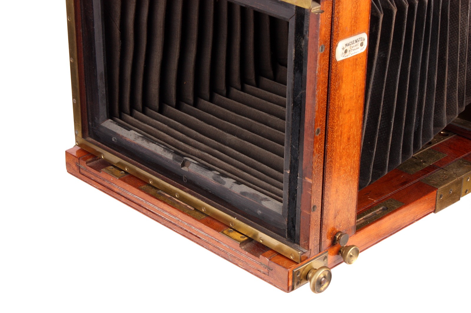 A H. Mackenstein Mahogany Stereo Tailboard Camera, with horizontal and vertical mounting back, 6x8”, - Image 5 of 5