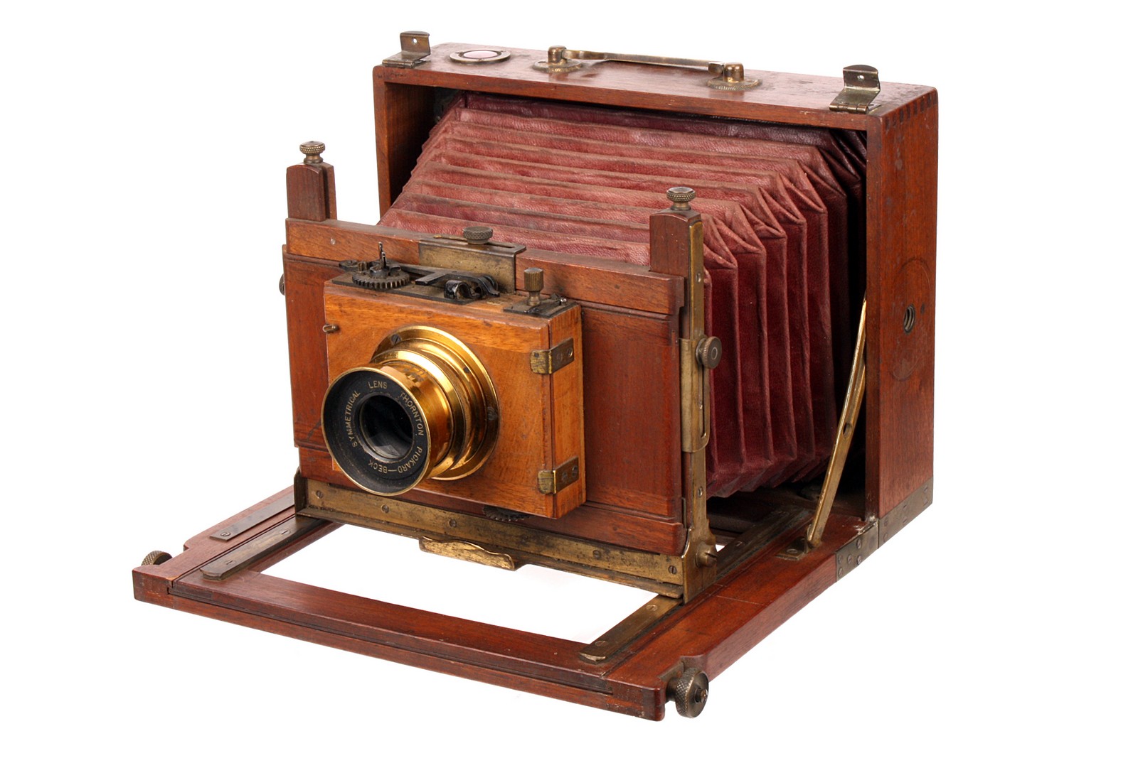 An Unmarked Mahogany Field Camera, serial no. 32, possibly German, 5x7”, with Thornton Pickard-