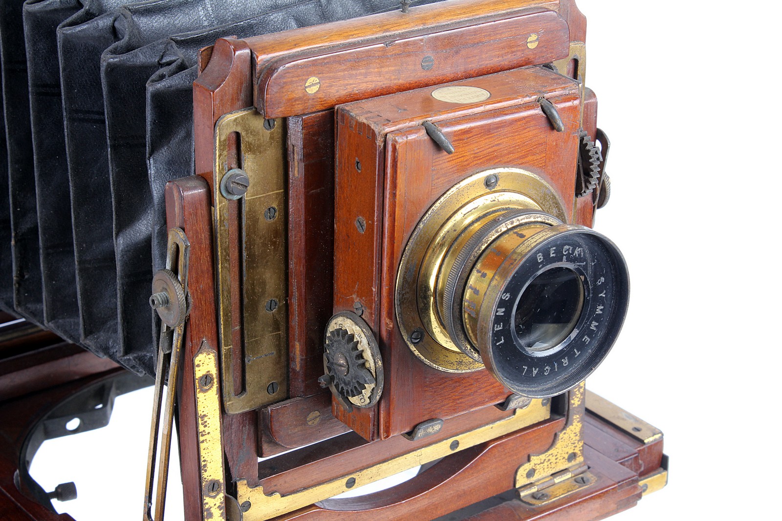 A National Camera Mahogany Field Camera, triple extension with revolving back, 4½x6¼”, with Beck - Image 2 of 3