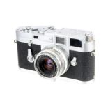 A Leica M3 Rangefinder Camera, 1964, type III, chrome, serial no. 1090625, with Leitz Summicron f/