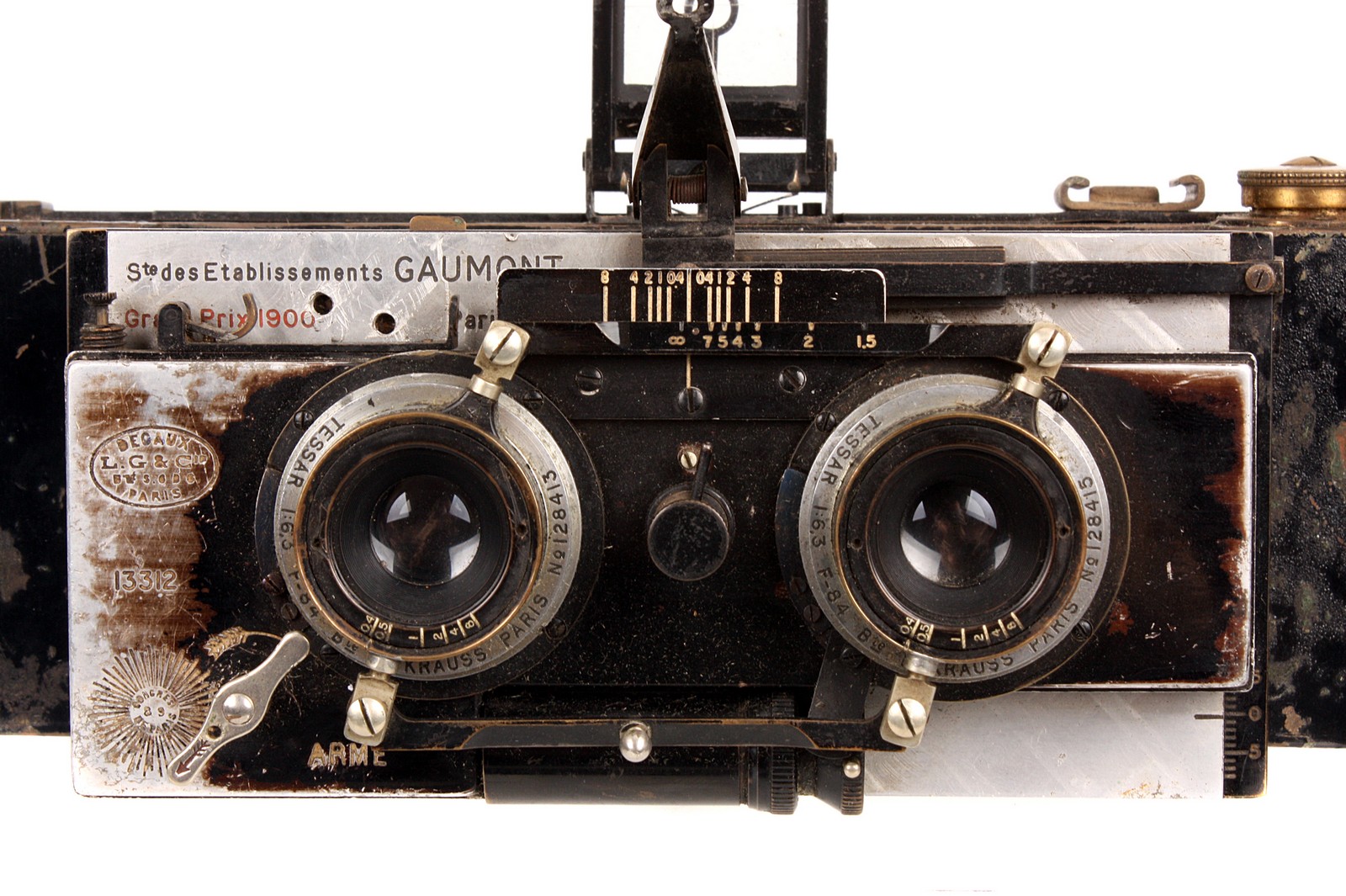A Gaumont Spido Model A Stereo Camera, 6x13cm, serial no. 13312, with Krauss Tessar f/6.3 84mm - Image 2 of 2