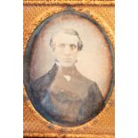 A Daguerreotype of a Seated Victorian Gentleman, in a Japanese Laquered case with mother of pearl