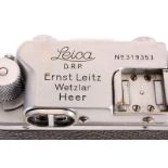 A Leica IIIb Rangefinder Body, chrome, serial no. 319353, body, G, shutter working; engraving to top