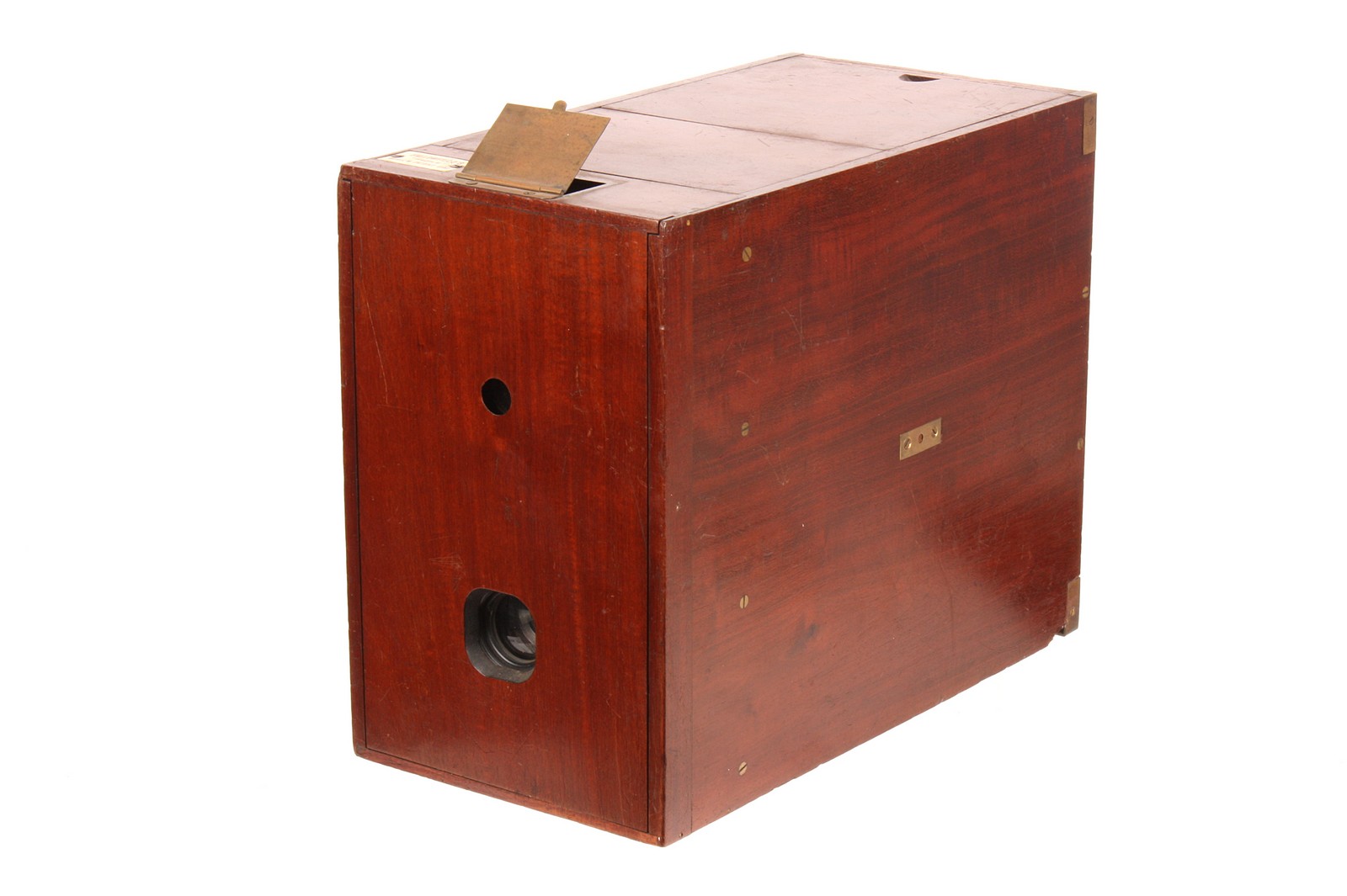 A Fallowfield ‘Facile’ Magazine Mahogany Detective Camera, 3¼x4¼, holding 12 plates internally, with