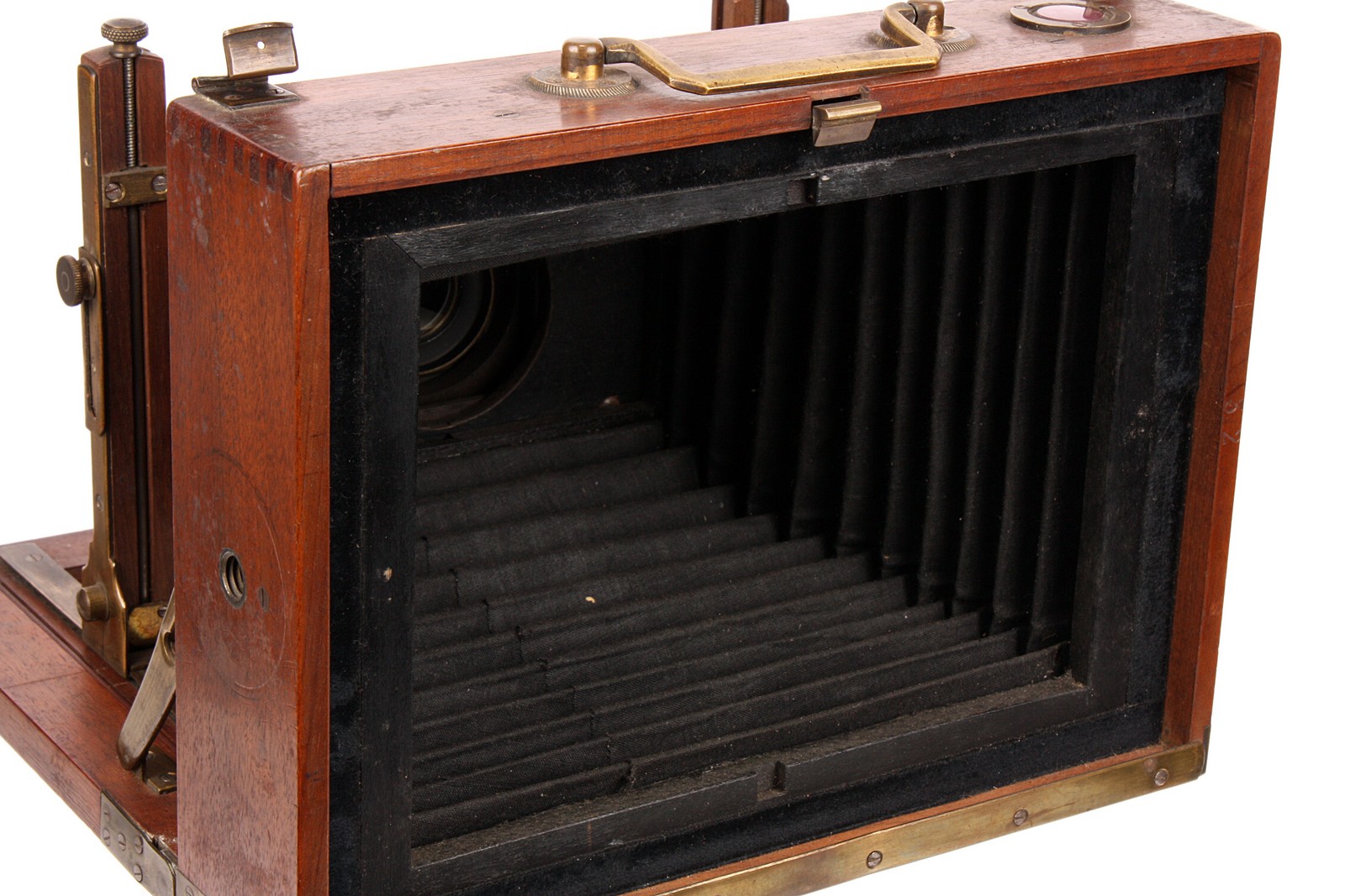 An Unmarked Mahogany Field Camera, serial no. 32, possibly German, 5x7”, with Thornton Pickard- - Image 4 of 4