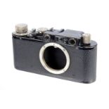 A Leica II Rangefinder Body, 1932, black, serial no. 91391, body, F, shutter working, larger shutter