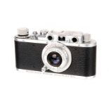 A Leica II Rangefinder Camera, 1937/38, chrome, serial no. 241656, with Leitz Elmar f/3.5 50mm lens,