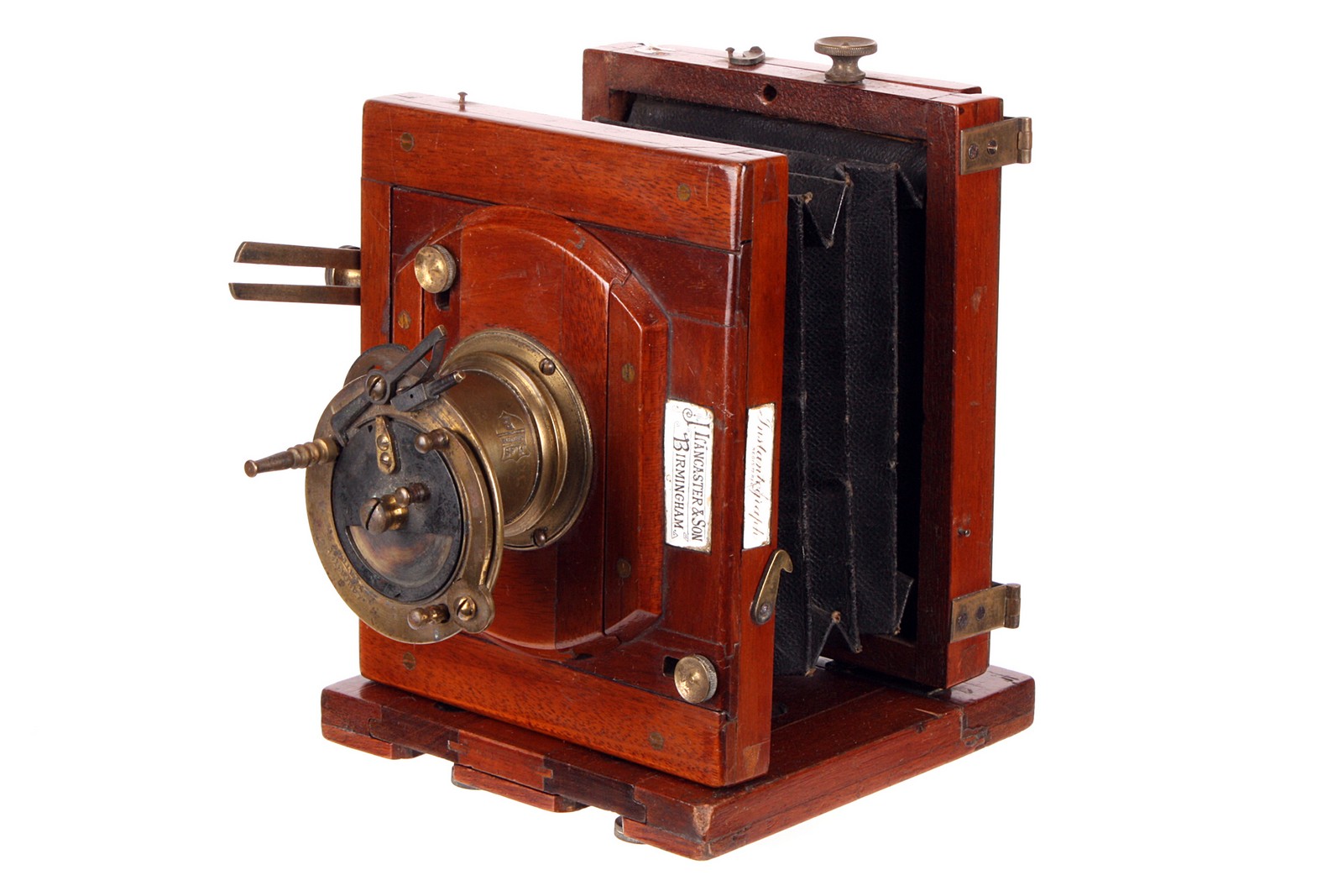 An Early J. Lancaster Instantograph Mahogany Quarter-Plate Camera, 3x4”, with J. Lancaster brass