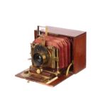 An Unmarked Mahogany Box Camera, relatively crude, 3½x4½, with Carl Zeiss Jena Anastigmat f/8