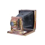 A National Camera Mahogany Field Camera, triple extension with revolving back, 4½x6¼”, with Beck