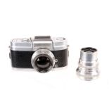 A Wray Wrayflex Ia SLR Camera, chrome, serial no. 1803, with Wray Unilite f/2 50mm lens, chrome,