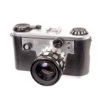 A Corfield Periflex Gold Star Camera, chrome, serial no. 91112748, with Corfield Lumar f/1.9 45mm