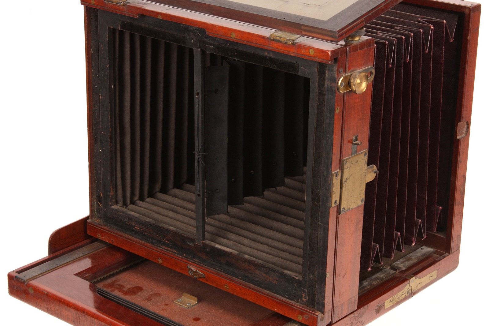 A Sands & Hunter Exhibition Mahogany Stereo Tailboard Camera, 6.5x8.5”, serial no. 529, with two - Image 6 of 6