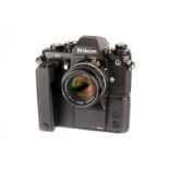 A Nikon F3 SLR Camera, black, serial no. 1346355, with AI-s f/1.4 50mm lens, black, serial no.