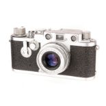 A Leica IIIf Red Dial Delay Rangefinder Camera, 1955, chrome, serial no. 790345, with Leitz Elmar