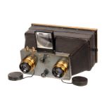 A Bazin & Leroy Stereocycle Stereo Camera, 6x12cm, serial no. 10450, with Berthiot Olor Serie II f/
