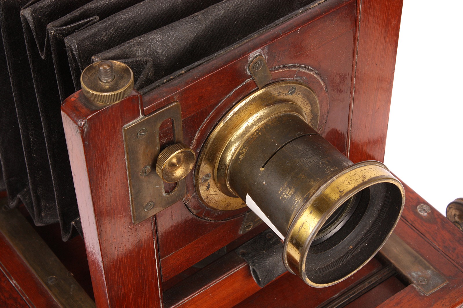 A C. C. Vevers Mahogany Field Camera, 4½x6¼, with C. C. Vevers 7x5” Waterhouse-stop brass lens, - Image 2 of 3